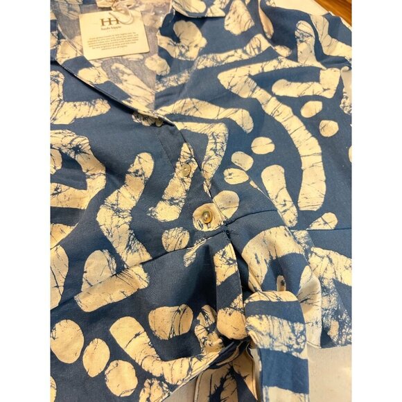 Haute Hippie Blue & White Abstract Tie-Front Blouse XS NWT - Picture 6 of 6